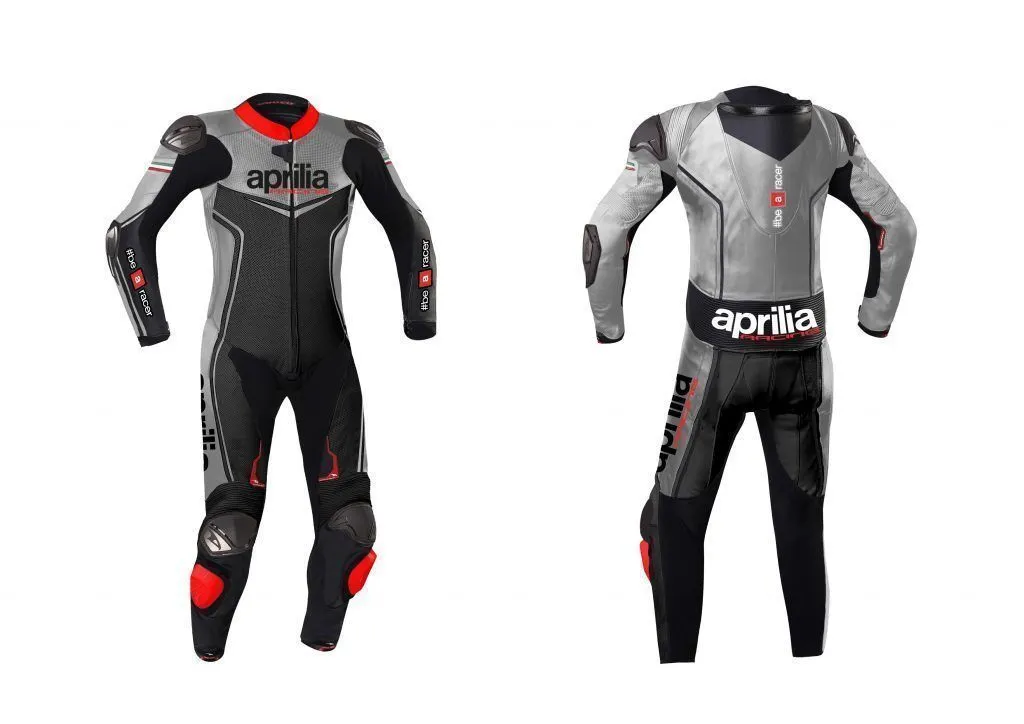 APRILIA MOTORCYCLE LEATHER RACING ONE PIECE GREY SUIT