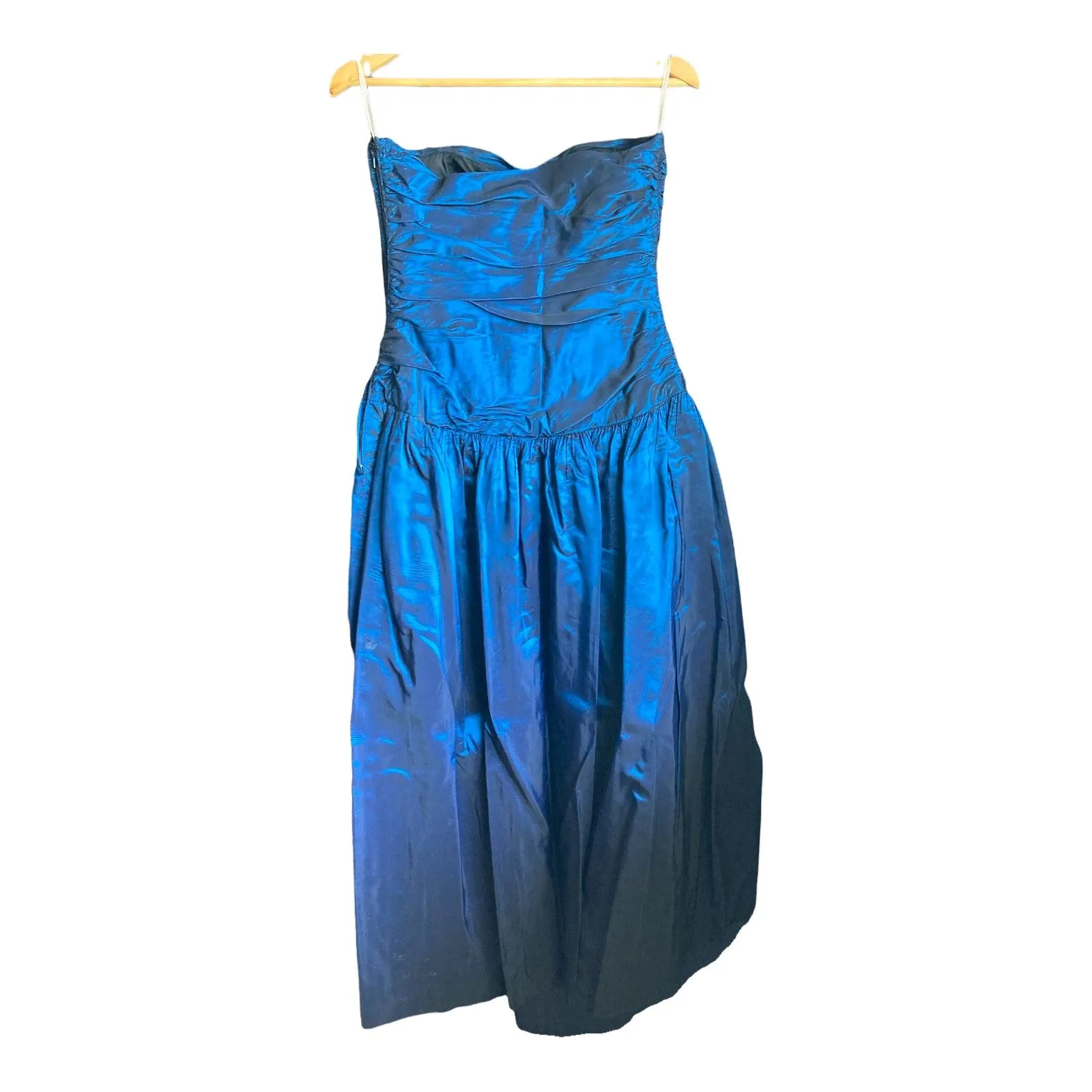 Carla Zampatti Strapless Blue Iridescent Gown UK Size 12