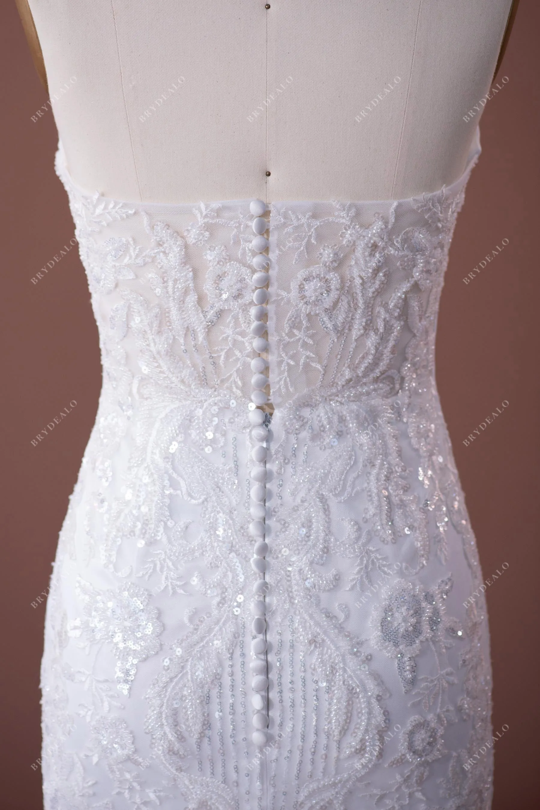 Chapel Train Mermaid V-cut Designer Sequin Lace Wedding Dress