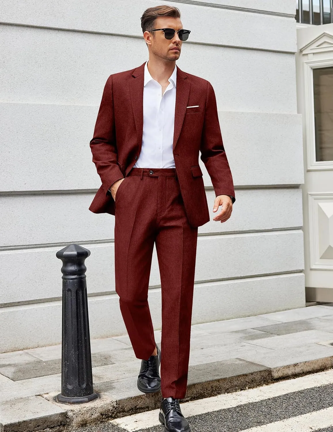 COOFANDY Men Suits Classic Fit 2 Piece Suit Set One Button Casual Blazer Wedding Bussiness Suit Separates