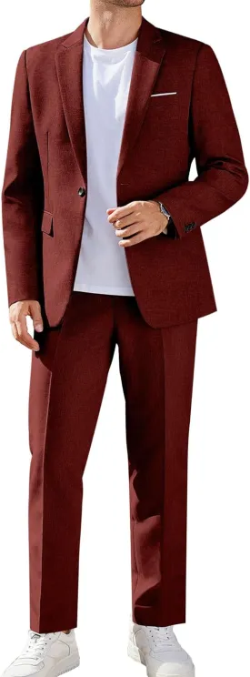 COOFANDY Men Suits Classic Fit 2 Piece Suit Set One Button Casual Blazer Wedding Bussiness Suit Separates