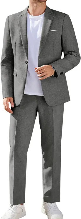 COOFANDY Men Suits Classic Fit 2 Piece Suit Set One Button Casual Blazer Wedding Bussiness Suit Separates