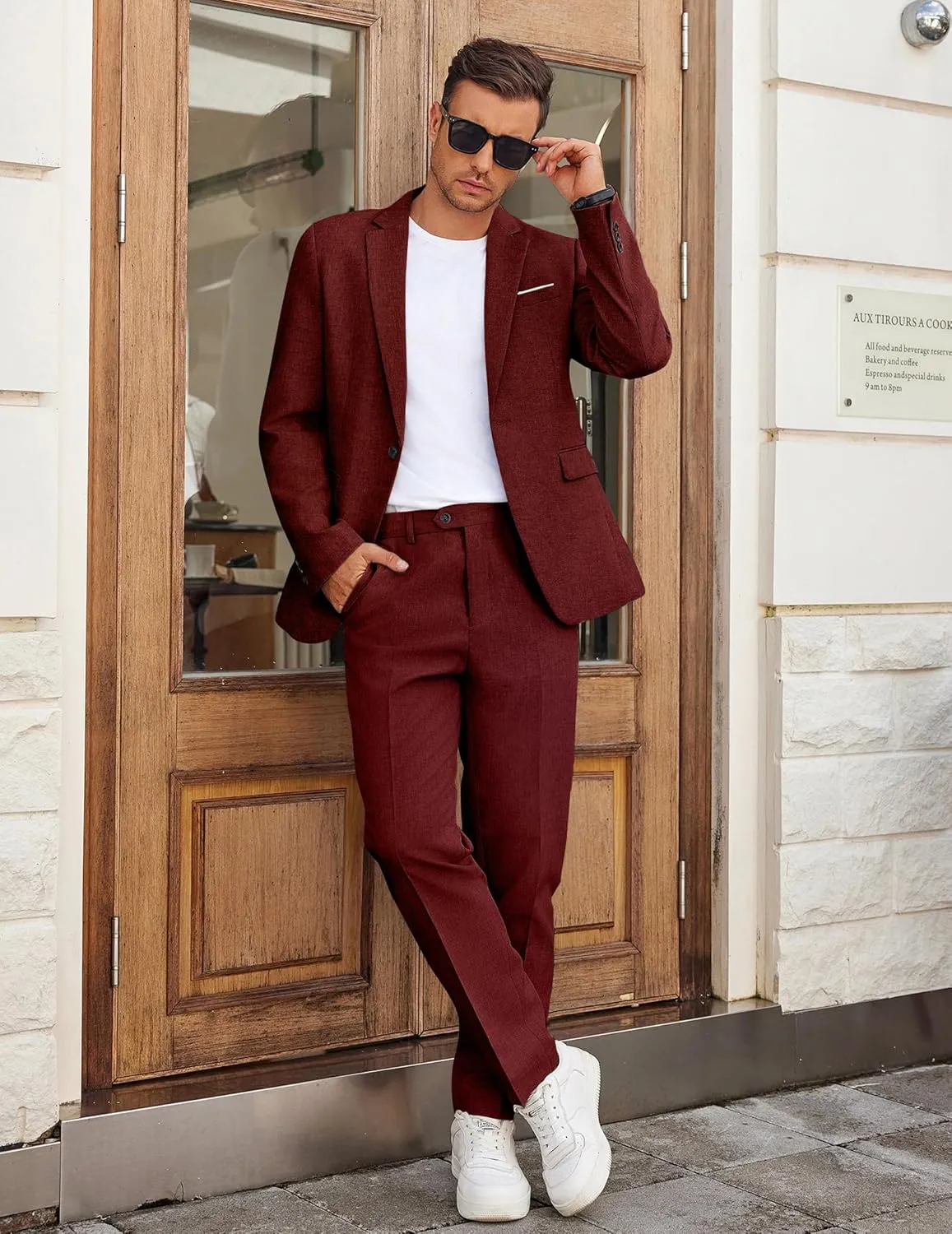 COOFANDY Men Suits Classic Fit 2 Piece Suit Set One Button Casual Blazer Wedding Bussiness Suit Separates