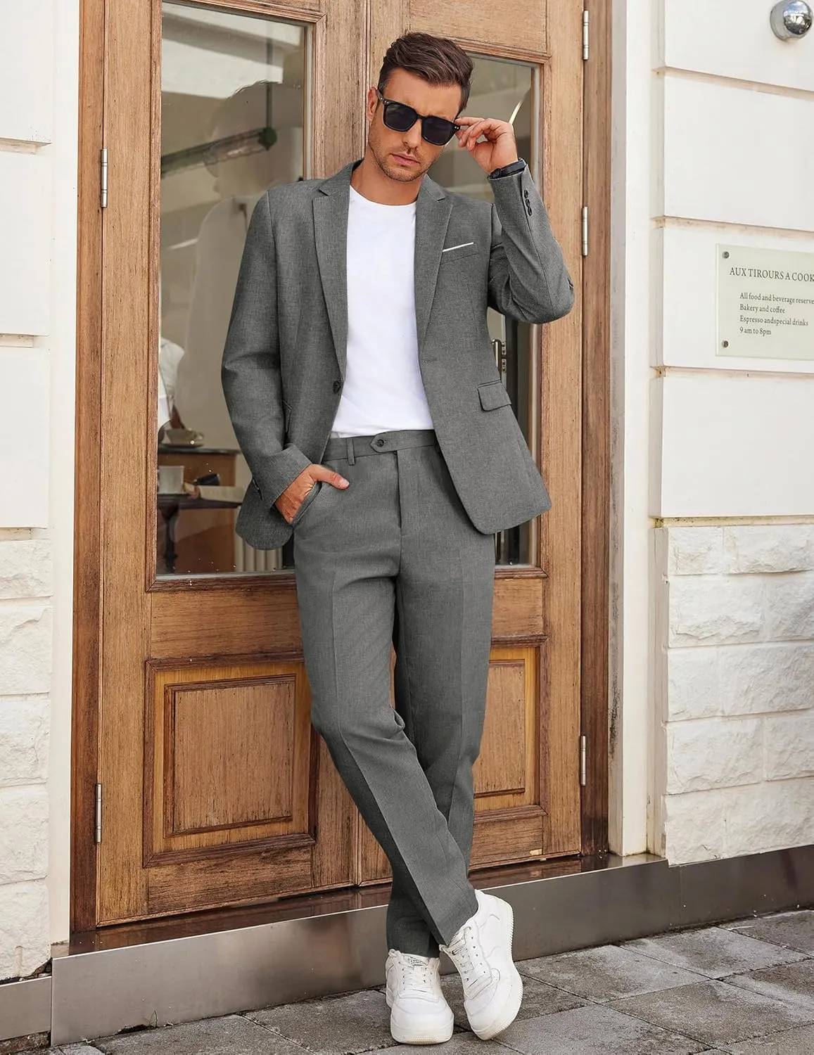 COOFANDY Men Suits Classic Fit 2 Piece Suit Set One Button Casual Blazer Wedding Bussiness Suit Separates