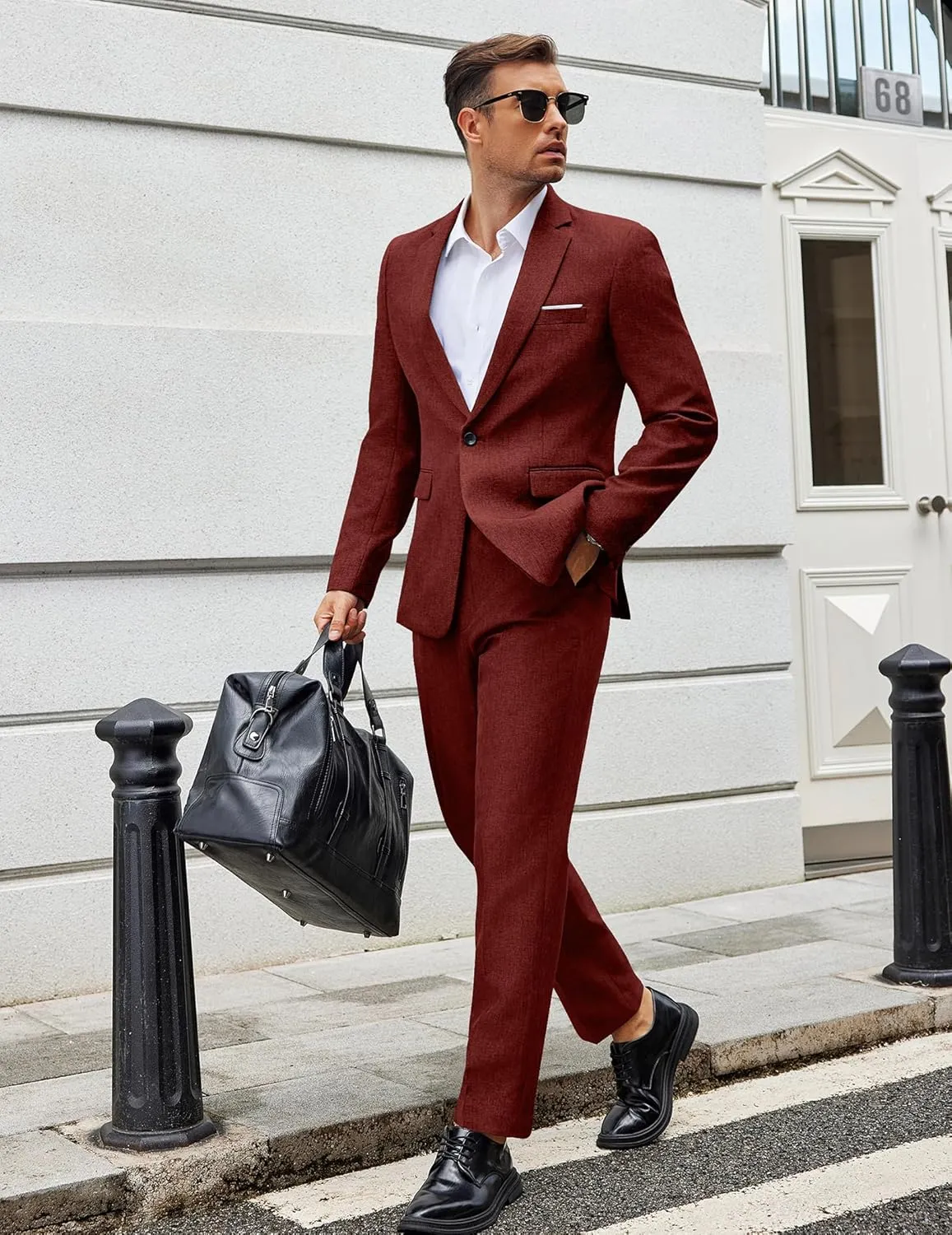 COOFANDY Men Suits Classic Fit 2 Piece Suit Set One Button Casual Blazer Wedding Bussiness Suit Separates