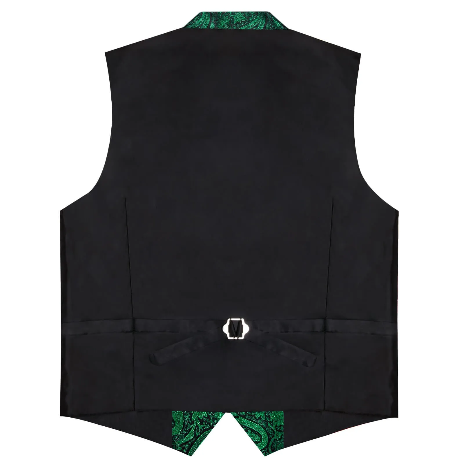 DiBanGu Men's Vest Dark Green Paisley Silk Waistcoat Suit Vest Tie Set