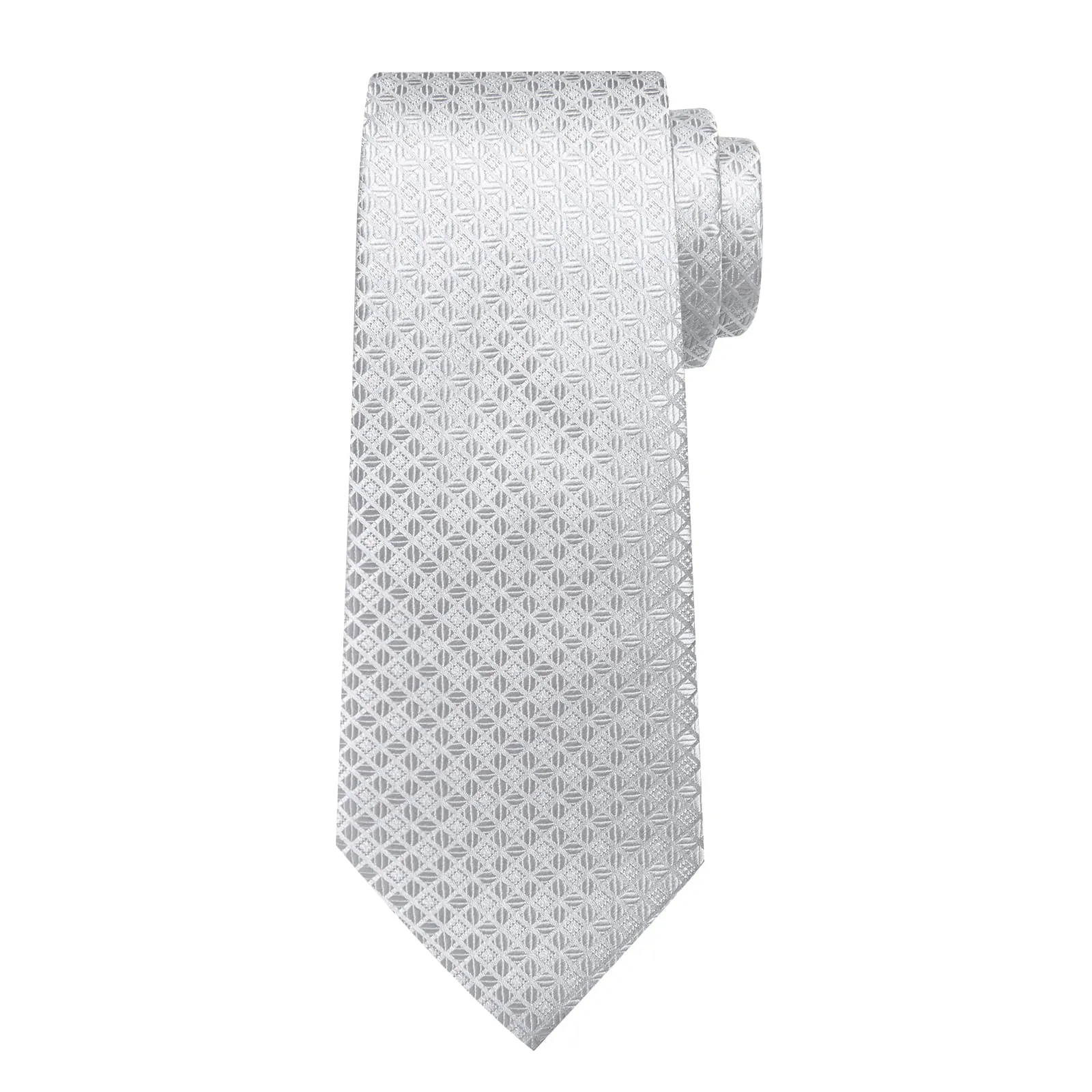 DiBanGu Suit Tie Cloud Grey Plaid Mens Dress Tie Set with Tie Clip