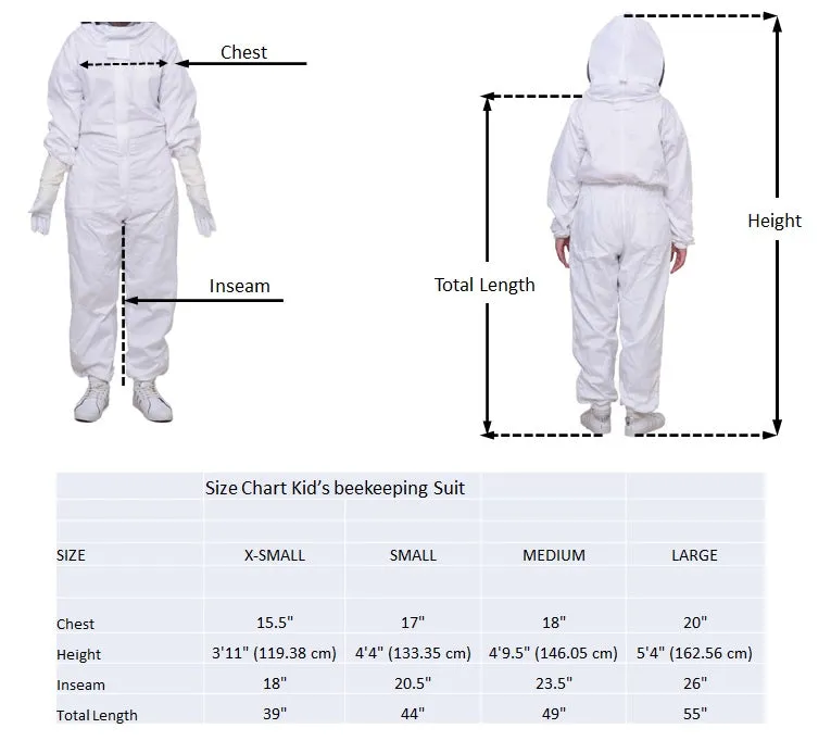 Forest Beekeeping Supply- Kids Full Body Beekeeping Suit with Veil