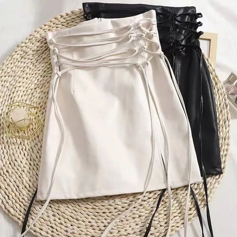 High Laced Waist PU Mini