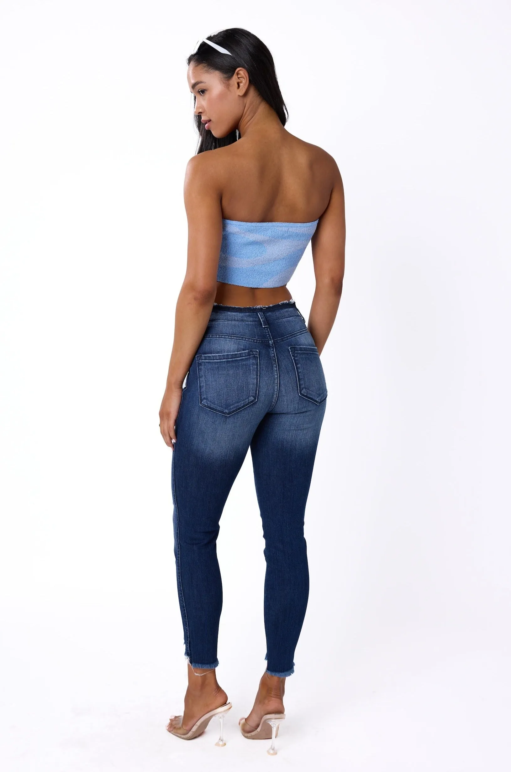 Kancan Denim Dark Wash Distressed Skinny Jeans
