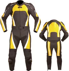 MEN MOTORCYCLE YELLOW LEATHER RACING SUIT