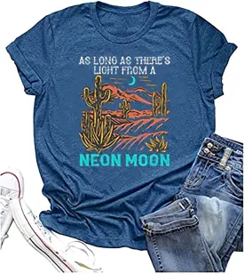Neon Moon Shirt for Women Country Music Tshirt Retro Western Tee Shirt Brooks and Dunn Shirt Music Lover Top Tee Shirts