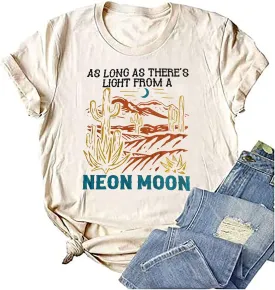 Neon Moon Shirt for Women Country Music Tshirt Retro Western Tee Shirt Brooks and Dunn Shirt Music Lover Top Tee Shirts
