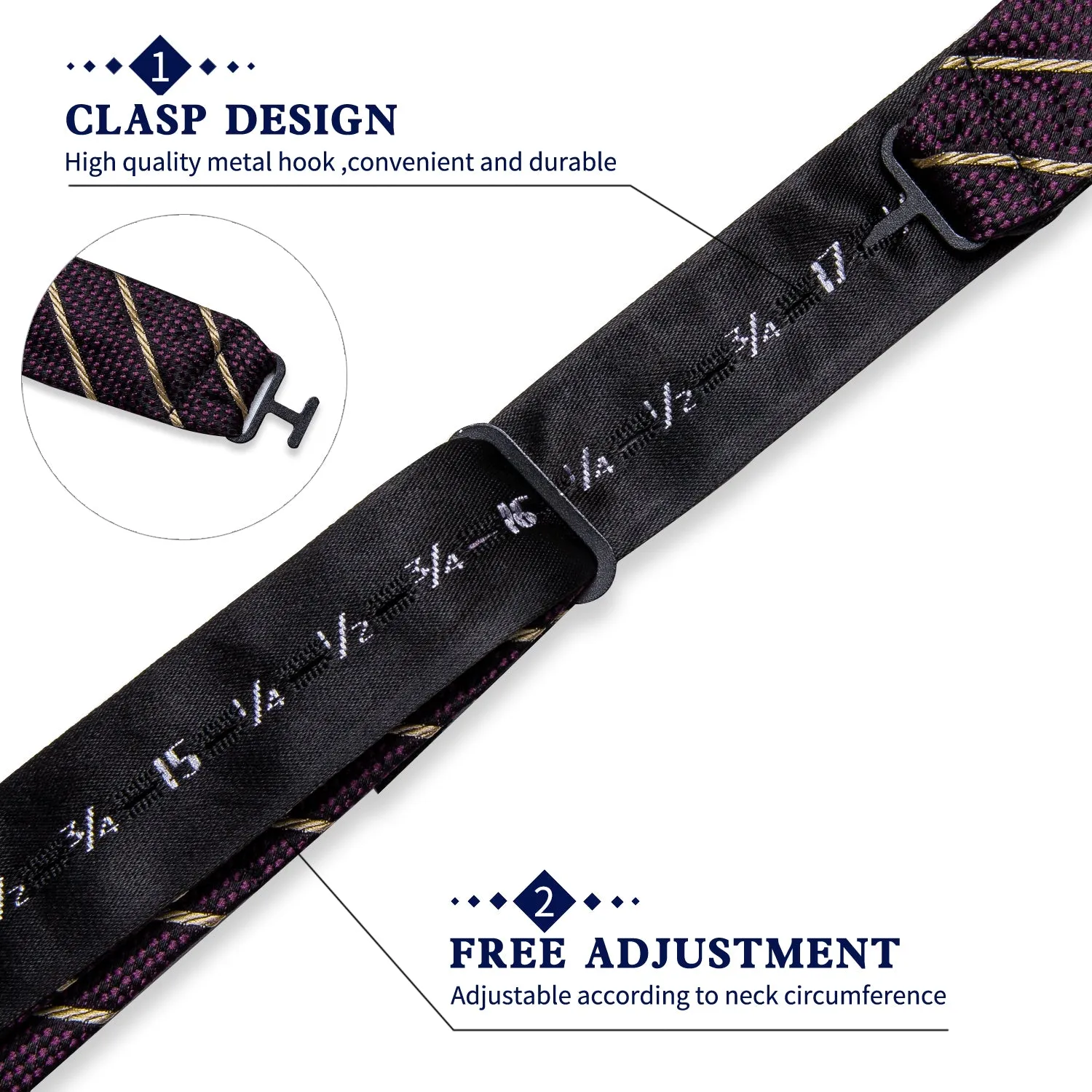 Novelty Purple Brown Self-Bowtie Pocket Square Cufflinks Set
