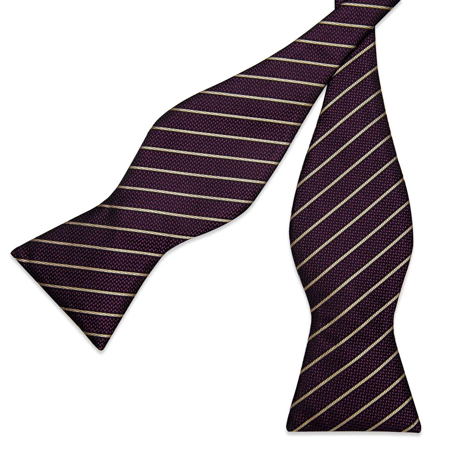 Novelty Purple Brown Self-Bowtie Pocket Square Cufflinks Set