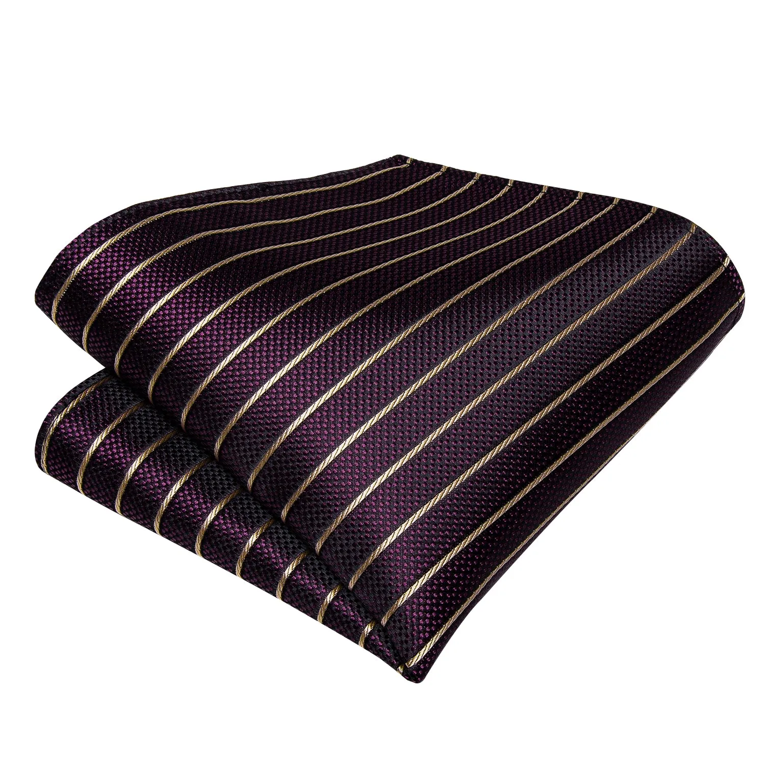 Novelty Purple Brown Self-Bowtie Pocket Square Cufflinks Set
