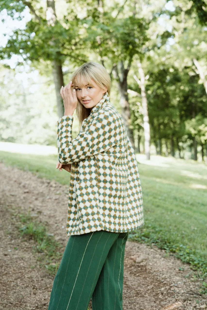 Portuguese Wool Pieper in Sage and Mustard Check - XS, S and XXL
