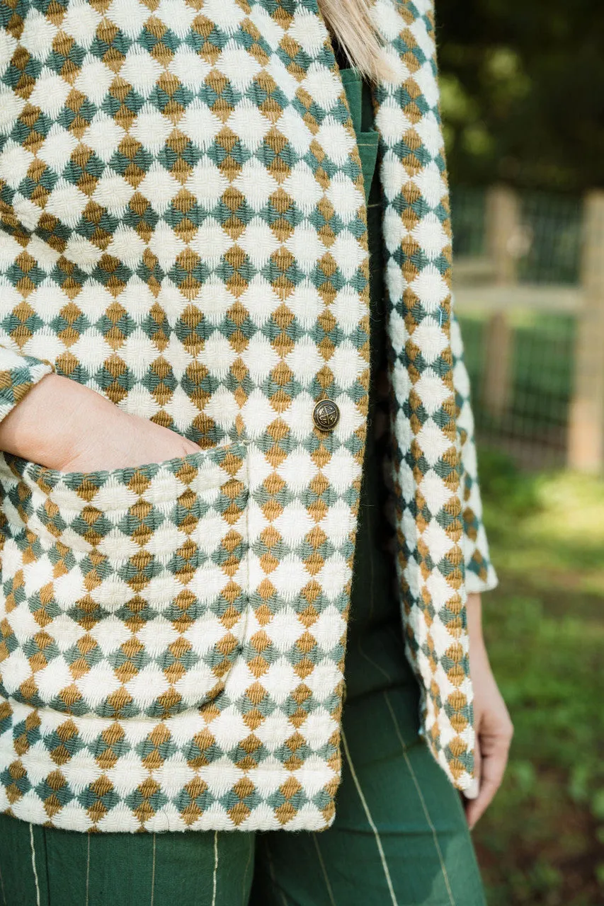 Portuguese Wool Pieper in Sage and Mustard Check - XS, S and XXL