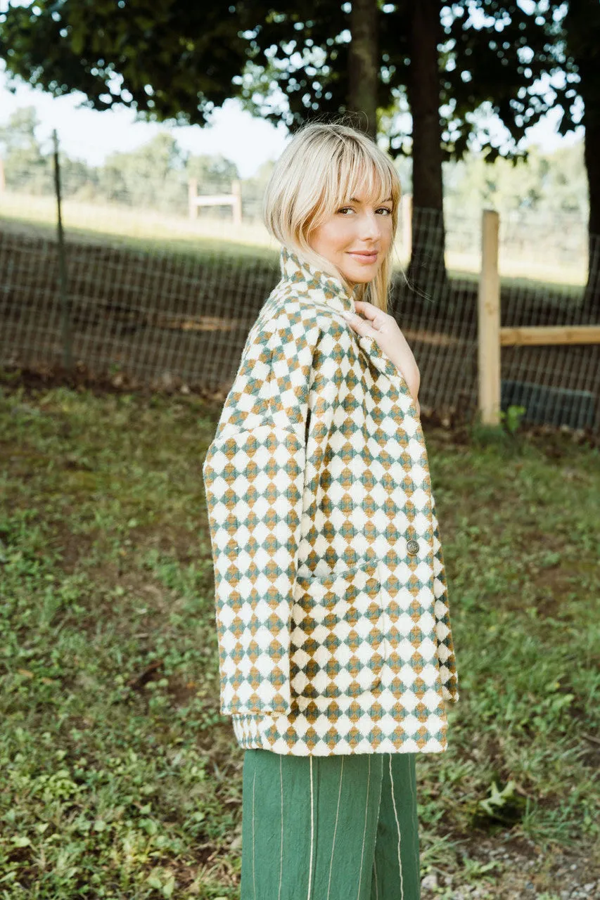 Portuguese Wool Pieper in Sage and Mustard Check - XS, S and XXL