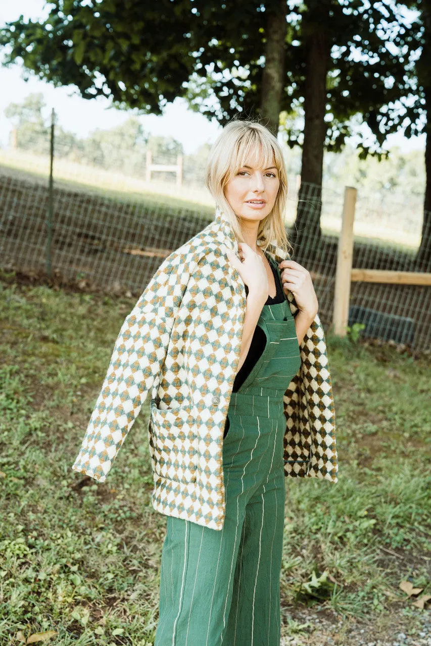Portuguese Wool Pieper in Sage and Mustard Check - XS, S and XXL