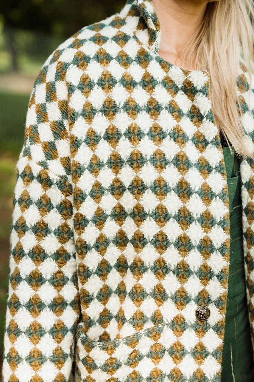 Portuguese Wool Pieper in Sage and Mustard Check - XS, S and XXL