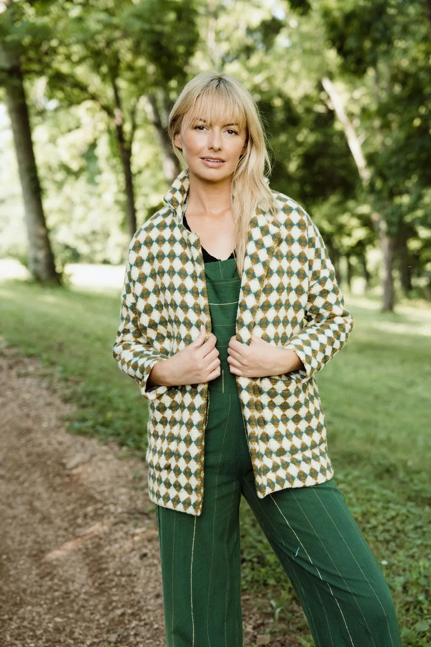 Portuguese Wool Pieper in Sage and Mustard Check - XS, S and XXL