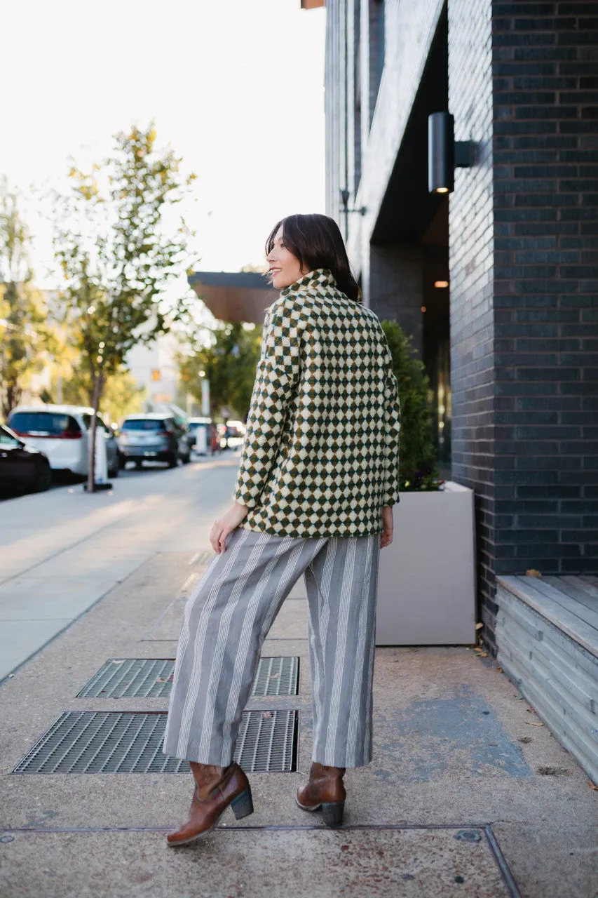Portuguese Wool Pieper in Sage and Mustard Check - XS, S and XXL