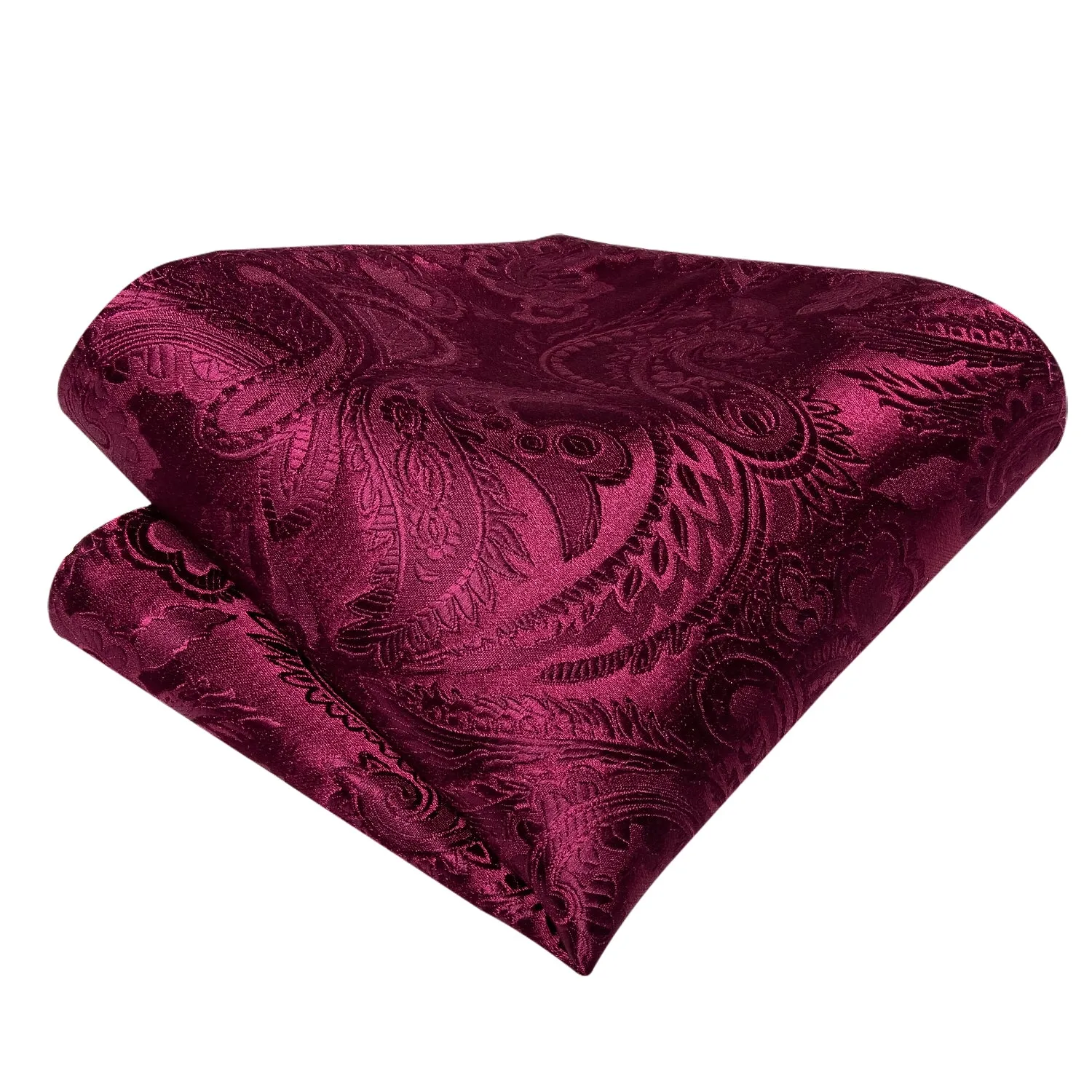 Red Paisley Self-Bowtie Pocket Square Cufflinks Set