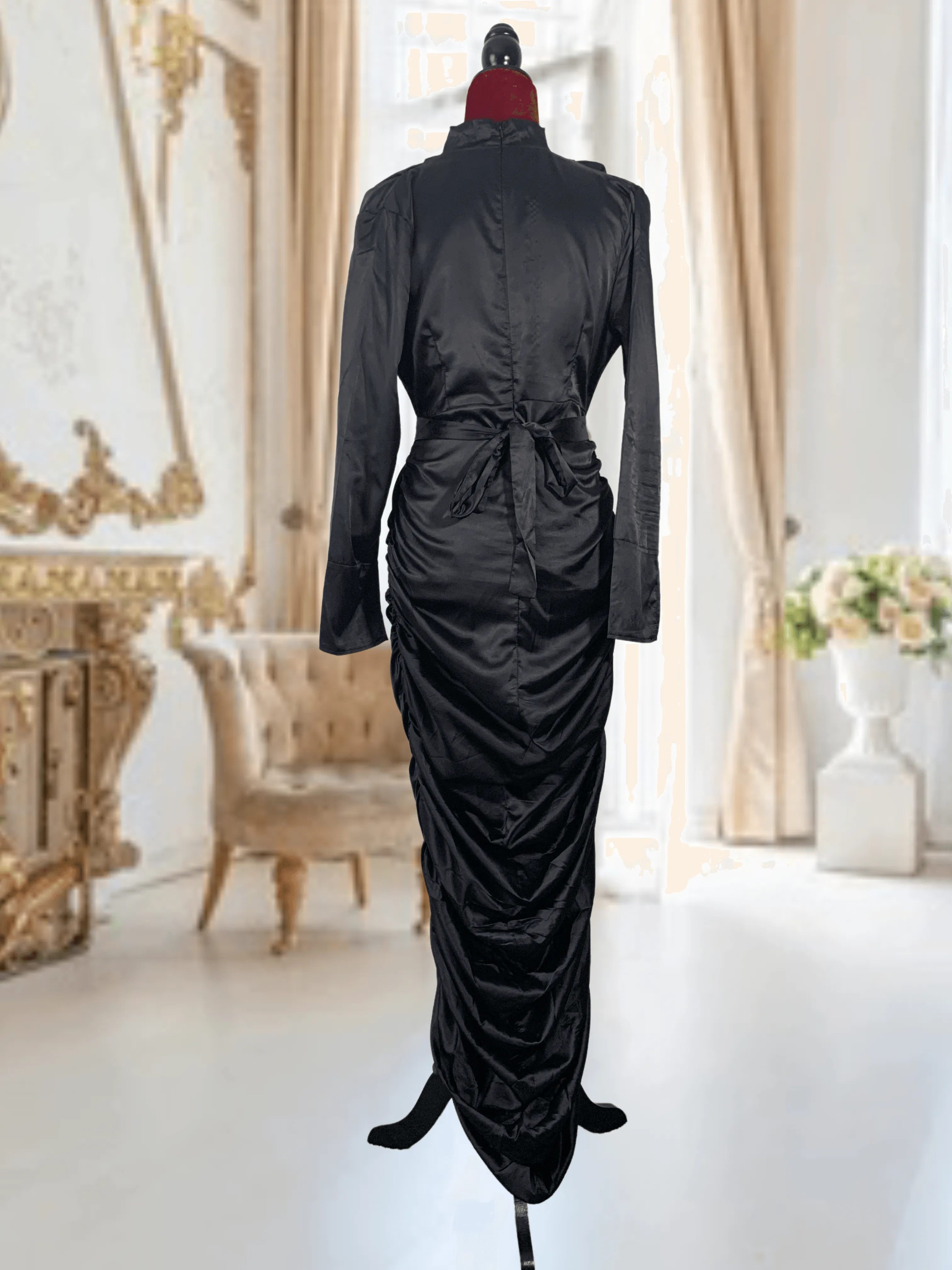 Satin Ruched Evening Dress