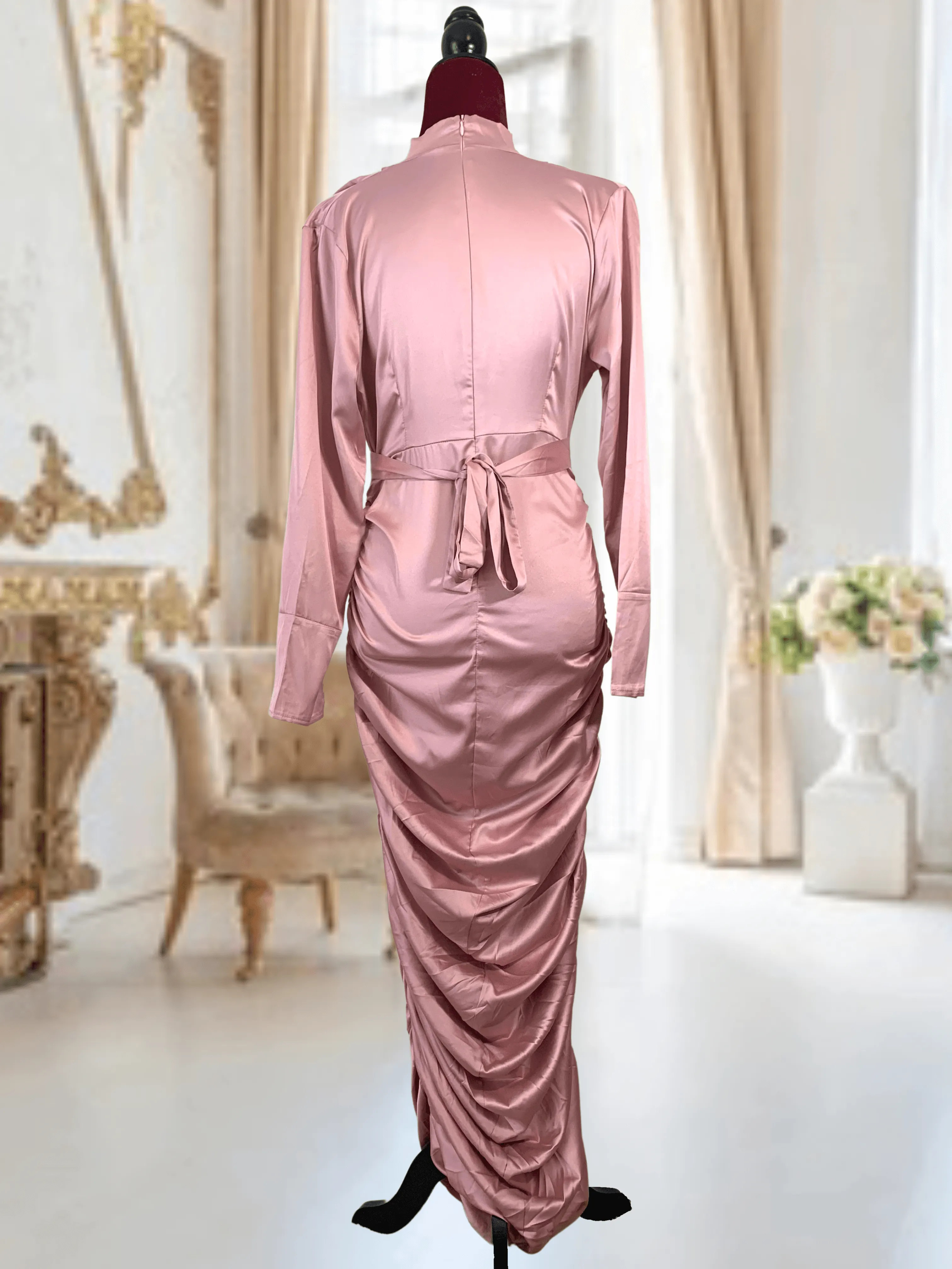 Satin Ruched Evening Dress