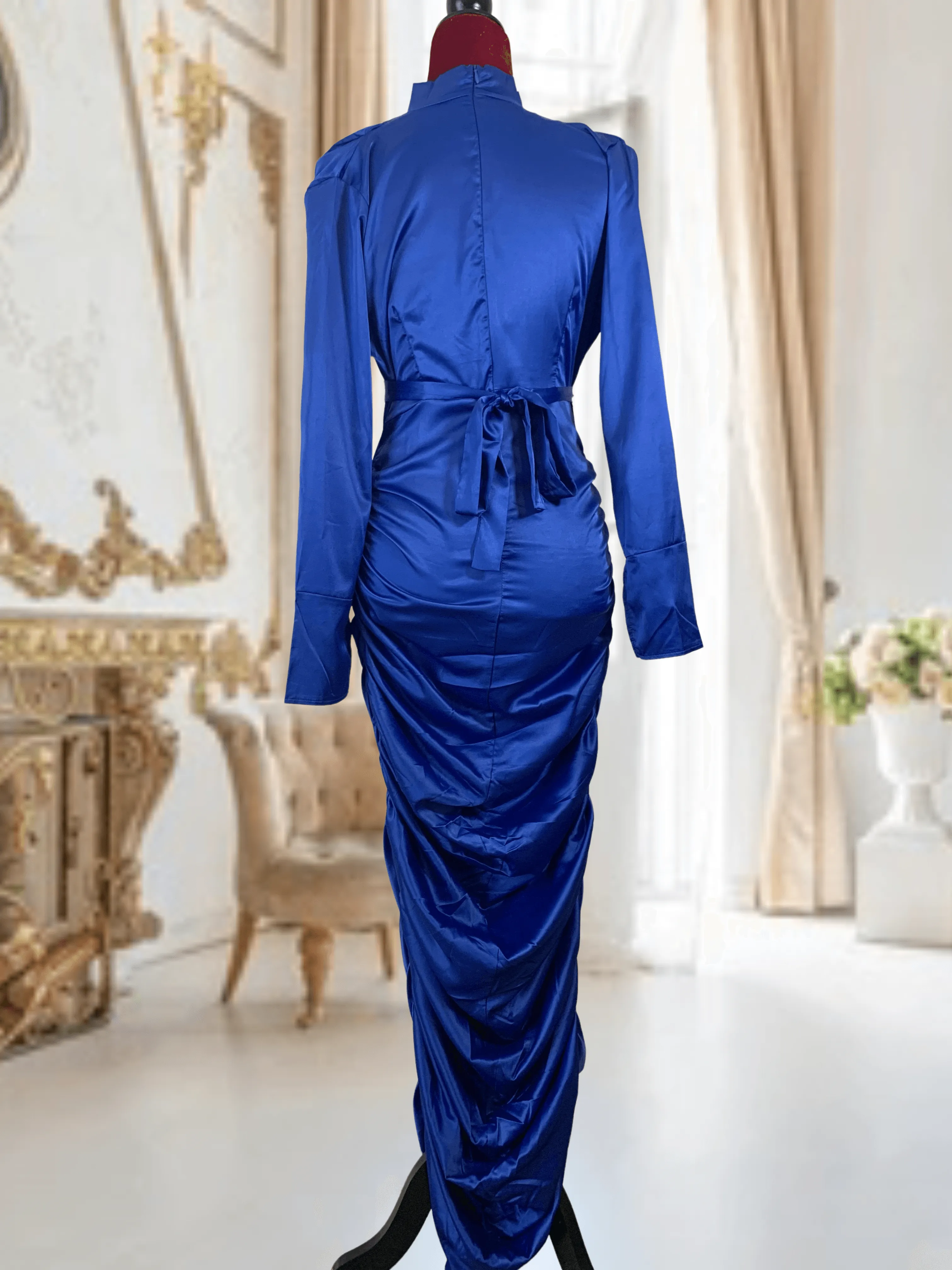 Satin Ruched Evening Dress