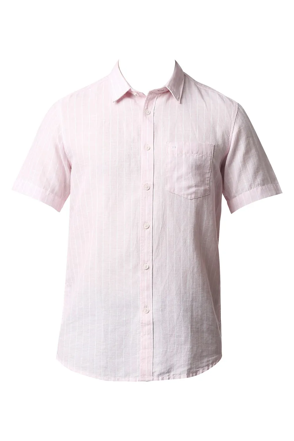 Slim Fit Cotton Linen Stripe Halfsleeves Shirt