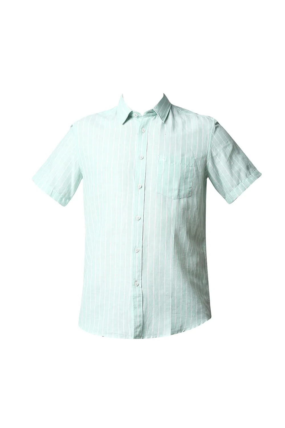 Slim Fit Cotton Linen Stripe Halfsleeves Shirt
