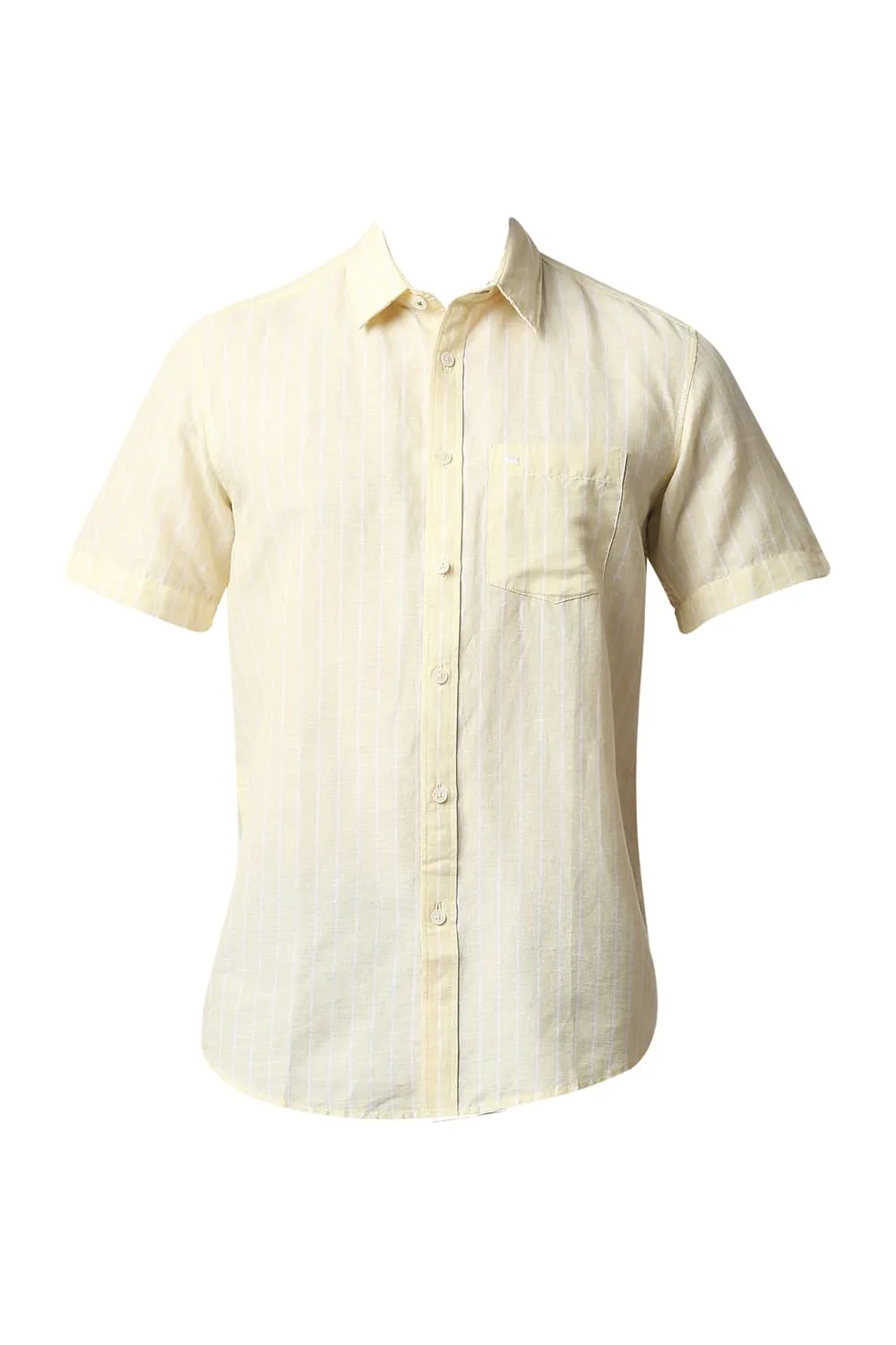 Slim Fit Cotton Linen Stripe Halfsleeves Shirt