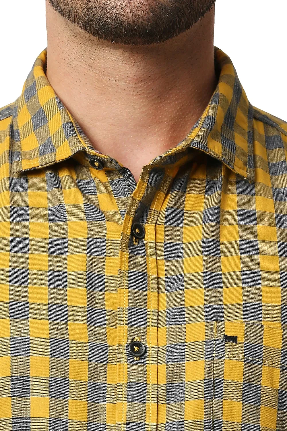 Slim Fit Melange Checks Halfsleeves Shirt