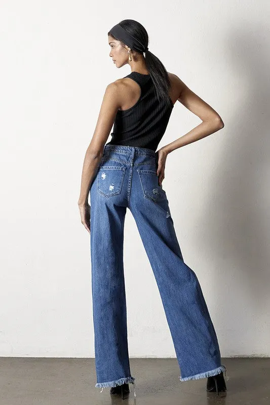 TEEK - MEDIUM WASH DISTRESSED DAD JEANS