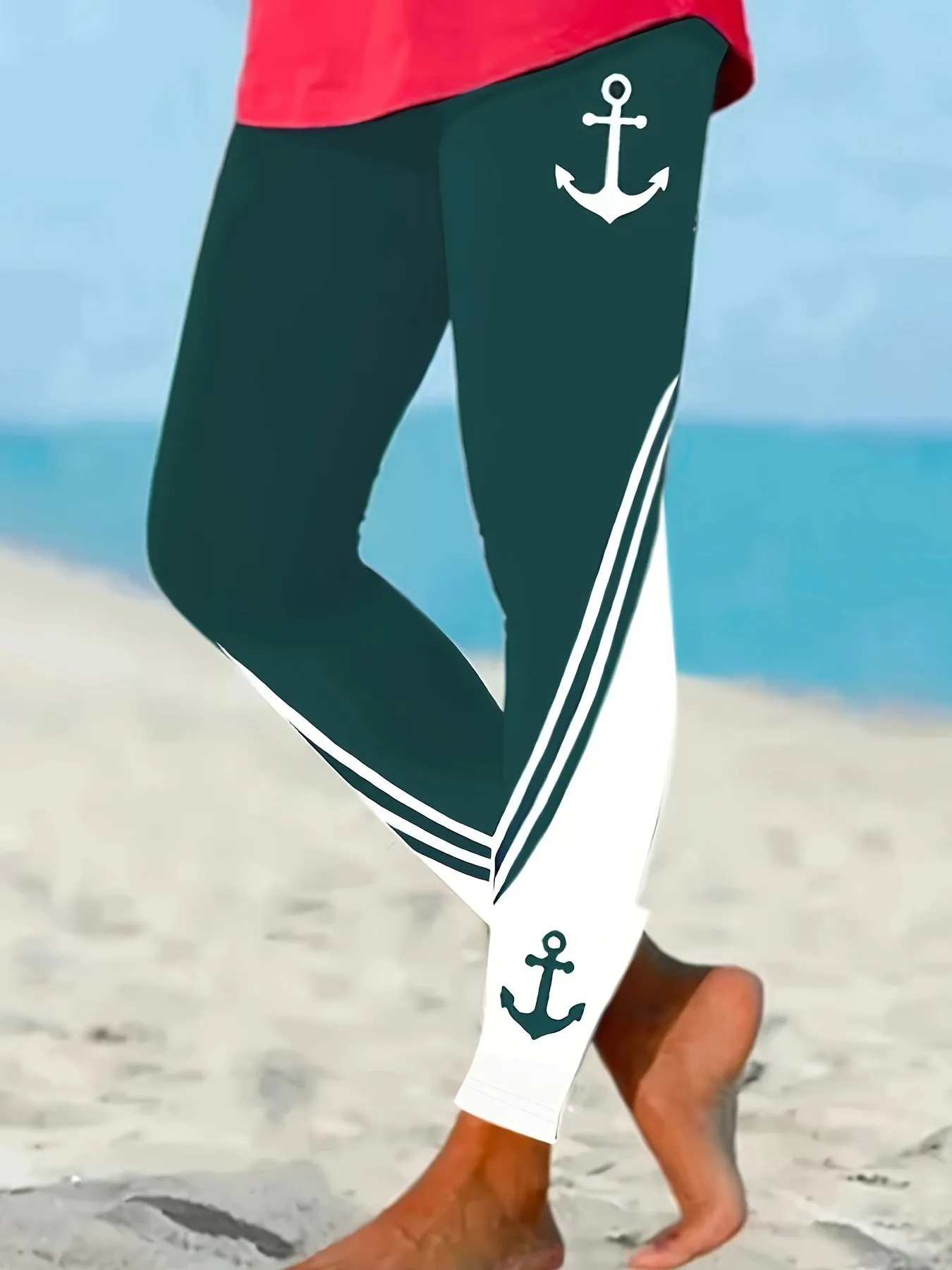 Versatile Anchor Print Leggings for Women  Comfortable Everyday Wear
