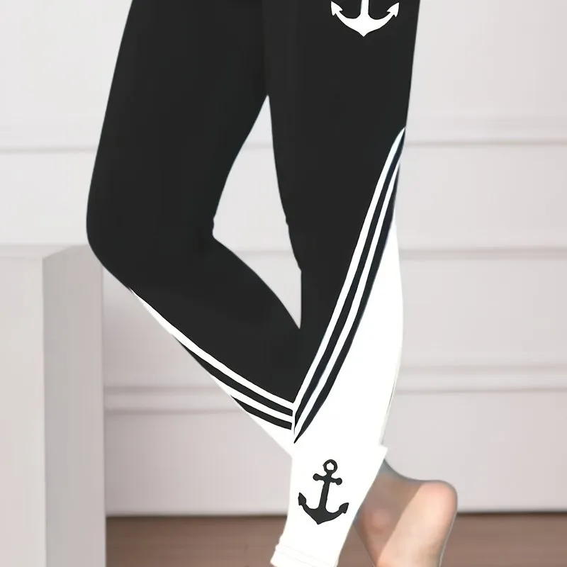 Versatile Anchor Print Leggings for Women  Comfortable Everyday Wear