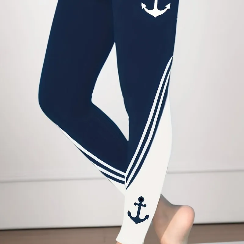 Versatile Anchor Print Leggings for Women  Comfortable Everyday Wear