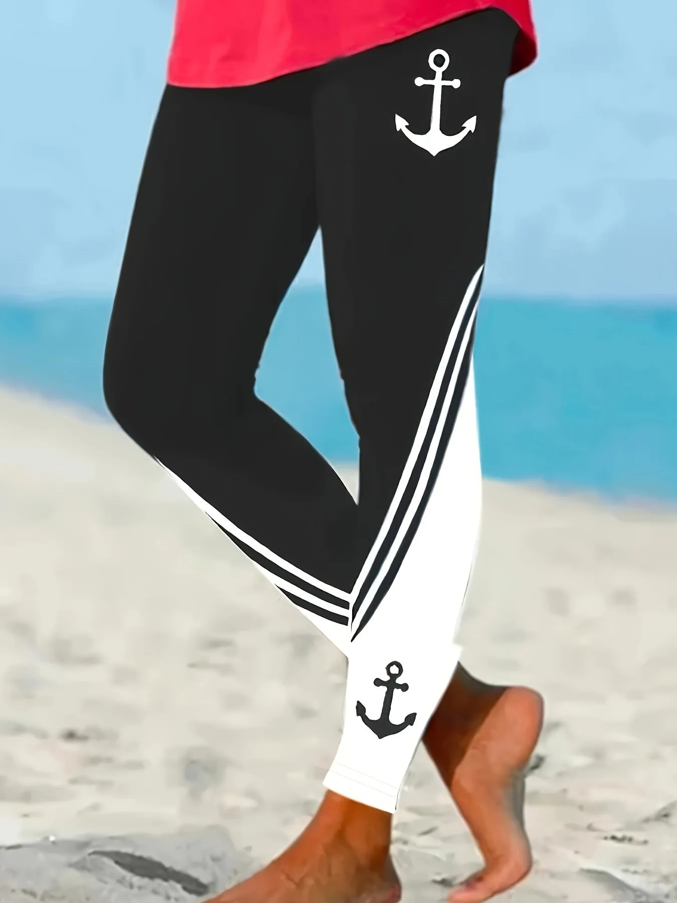 Versatile Anchor Print Leggings for Women  Comfortable Everyday Wear