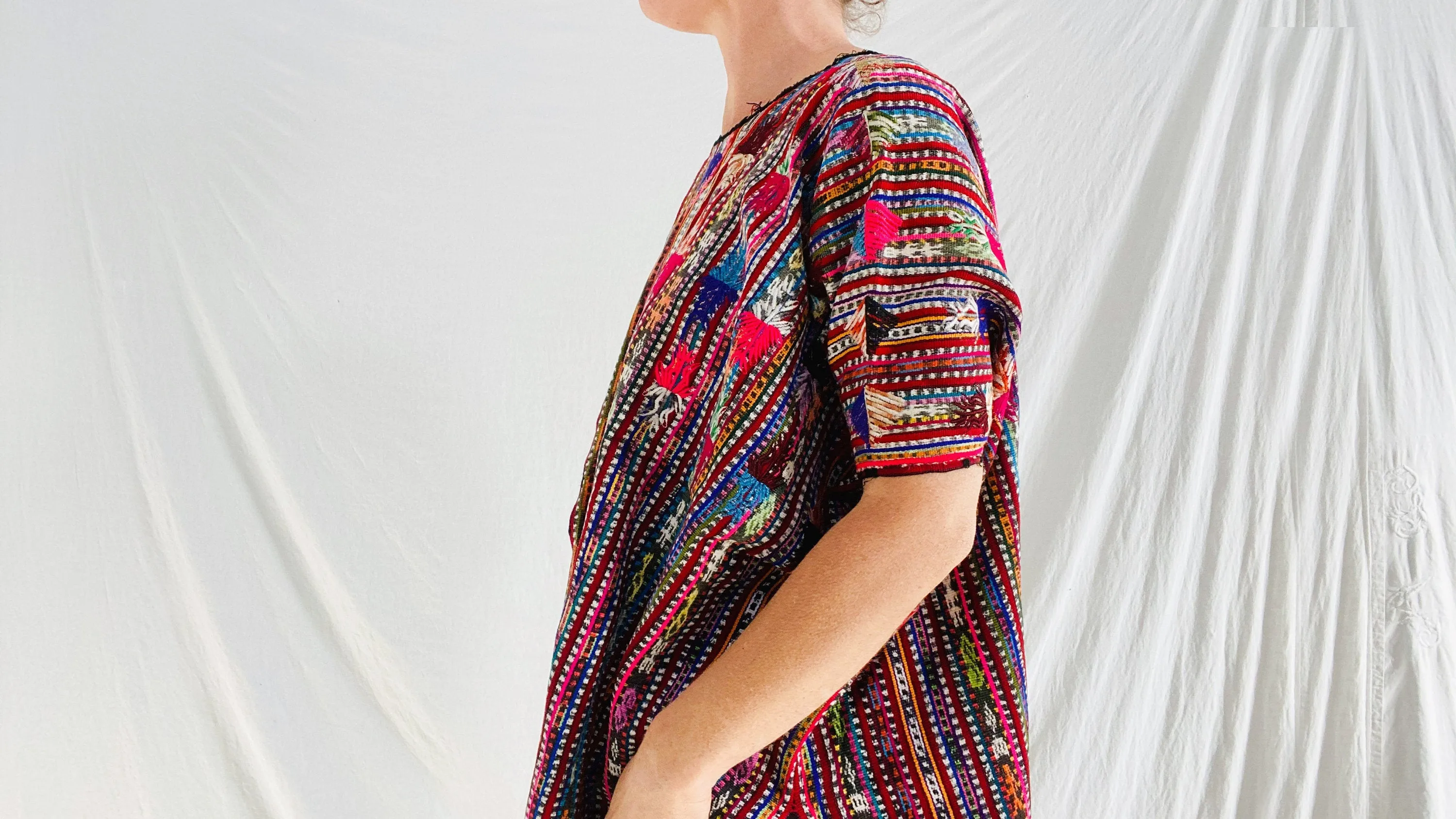 Vintage Solola Guatemalan Huipil Blouse. Hand-Woven & Embroidered