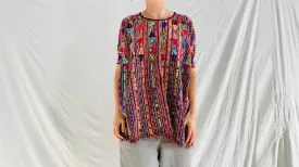 Vintage Solola Guatemalan Huipil Blouse. Hand-Woven & Embroidered