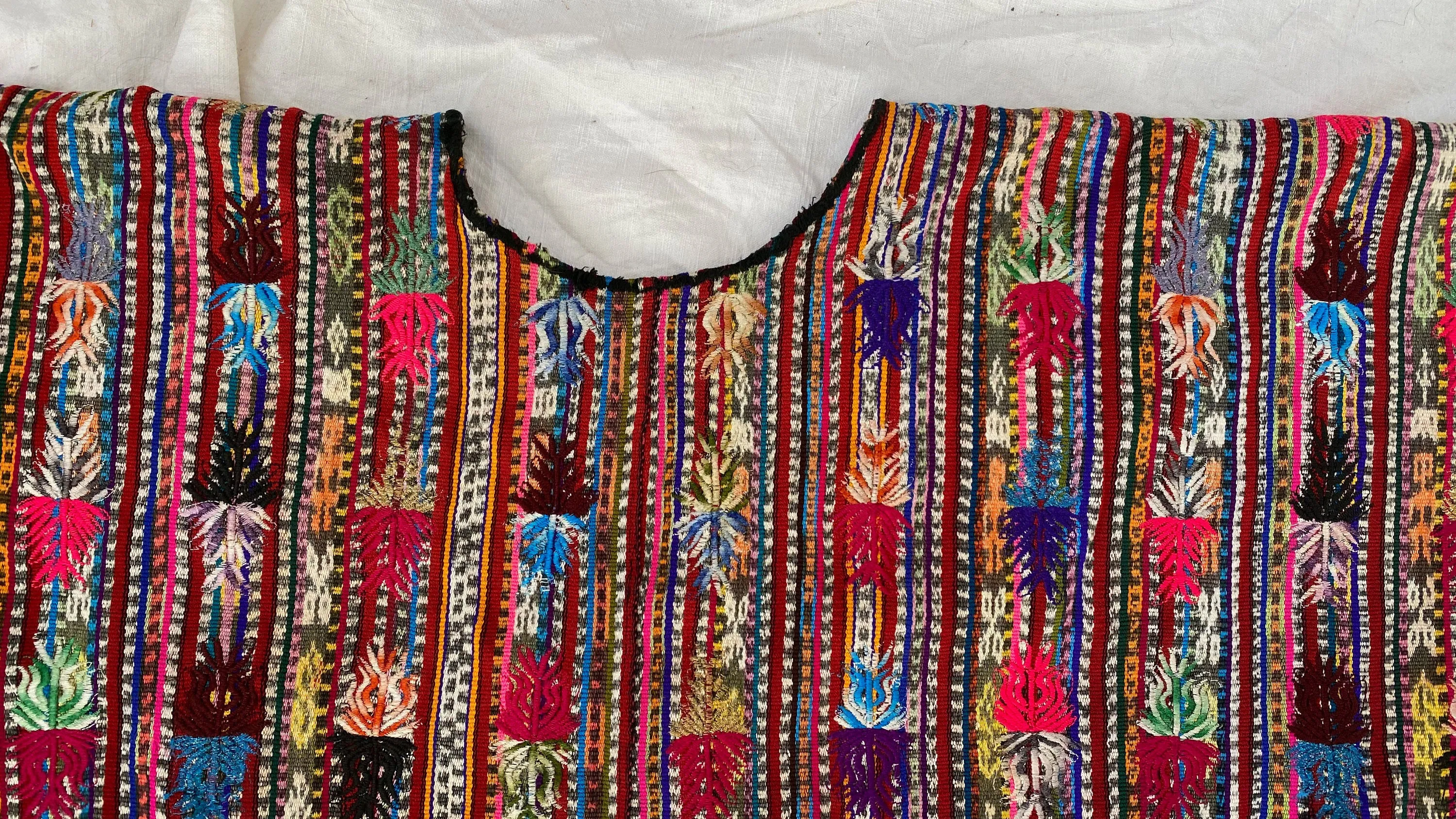 Vintage Solola Guatemalan Huipil Blouse. Hand-Woven & Embroidered