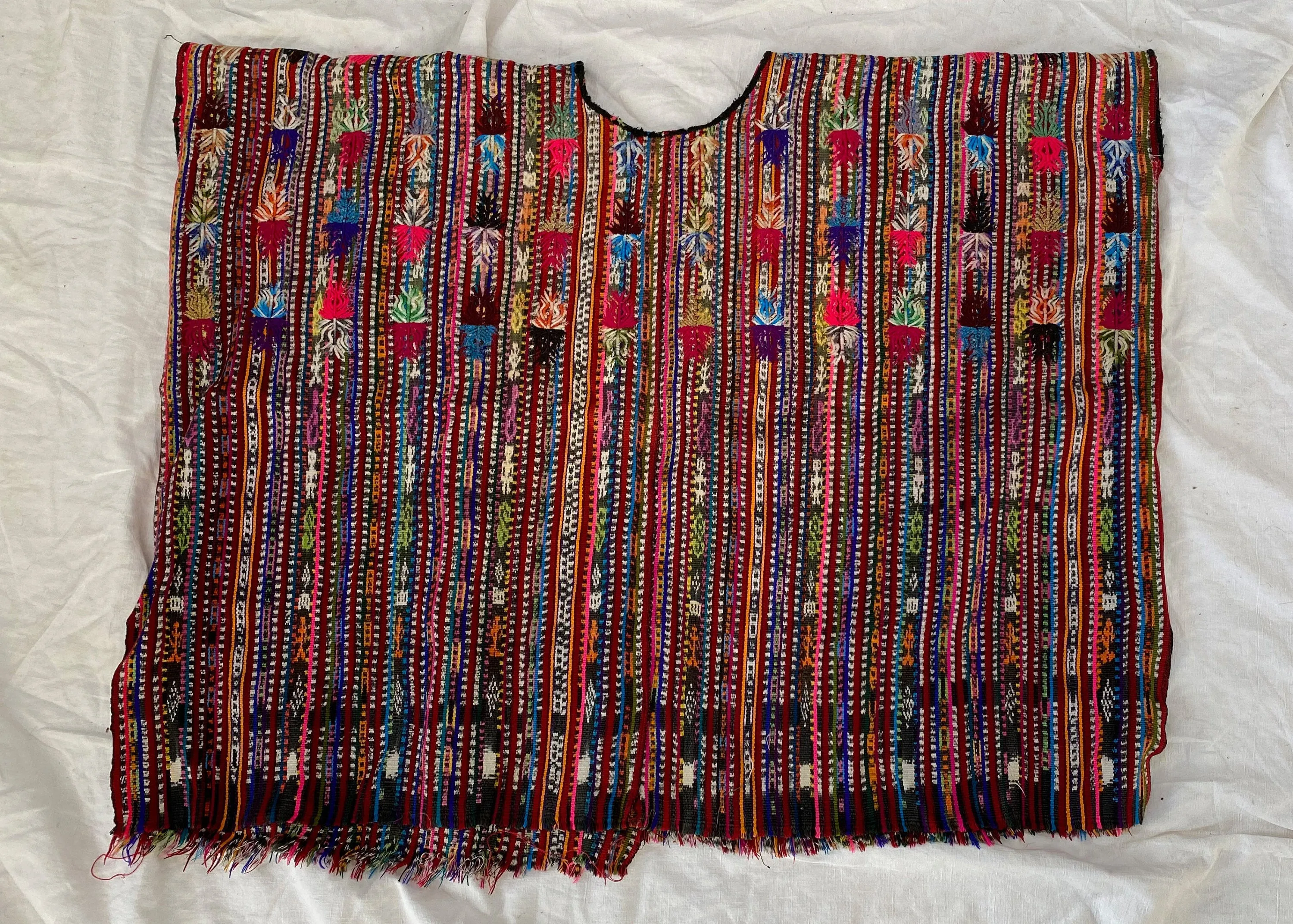 Vintage Solola Guatemalan Huipil Blouse. Hand-Woven & Embroidered