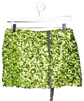 White Fox Green Stepping Out Sequin Mini Skirt UK M