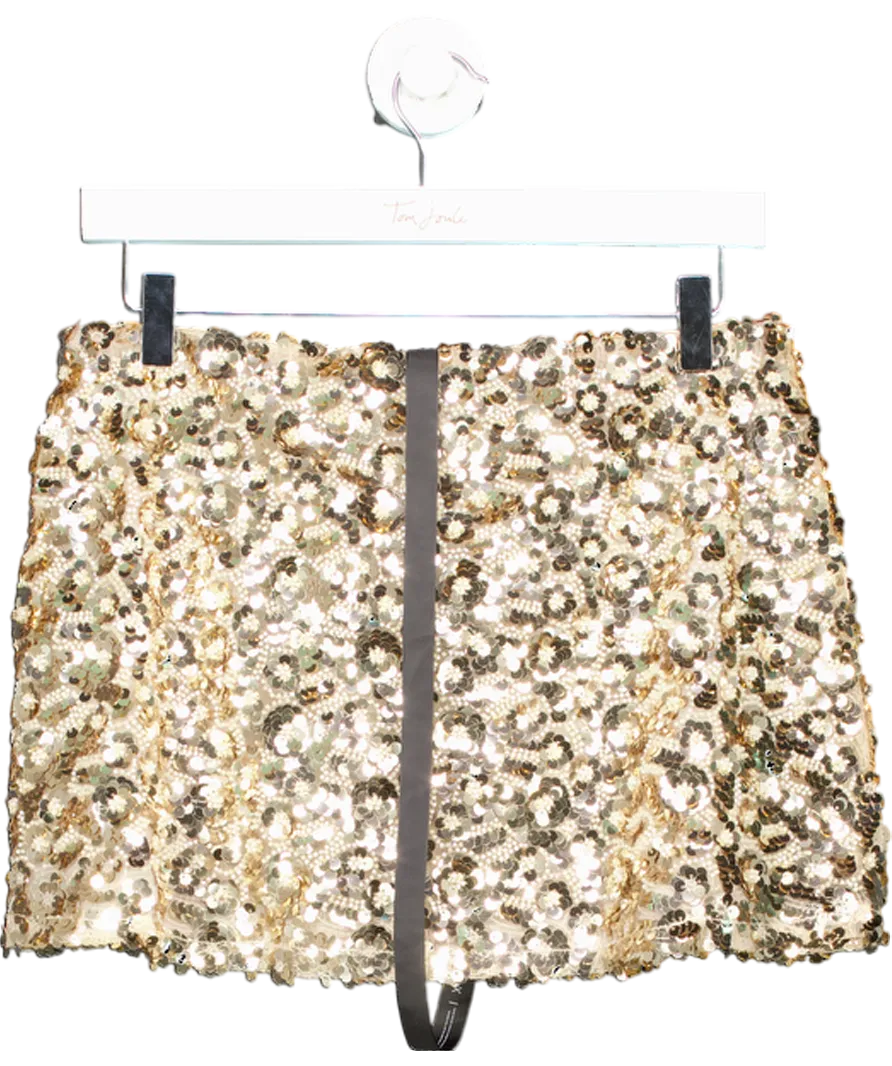 White Fox Metallic Stepping Out In Style Sequin Mini Skirt UK L