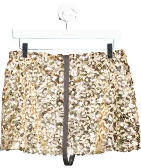 White Fox Metallic Stepping Out In Style Sequin Mini Skirt UK L