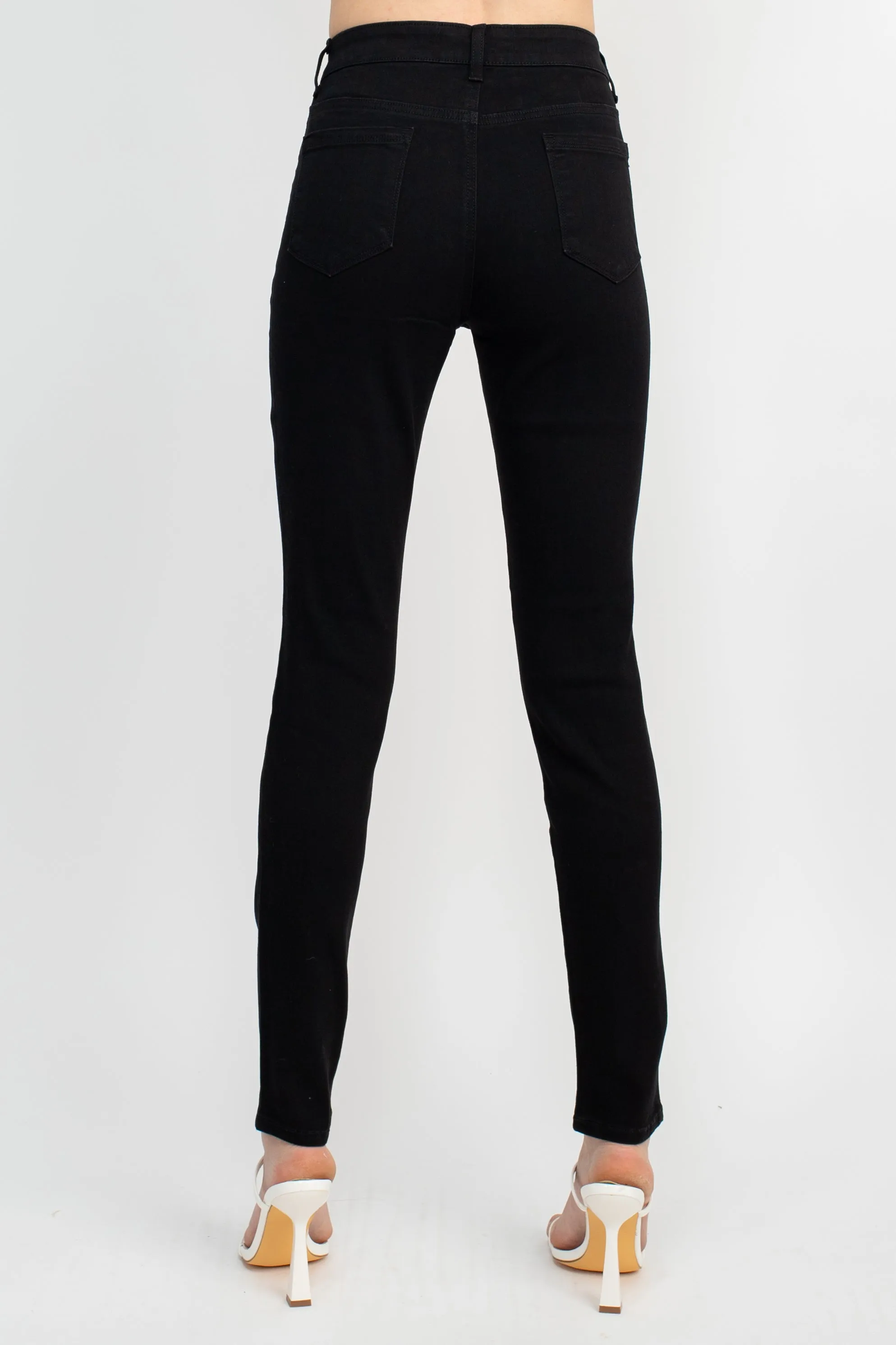 Workshop Mid Waist Skinny Jeans Zipper Fly Closure Pants With Pockets
