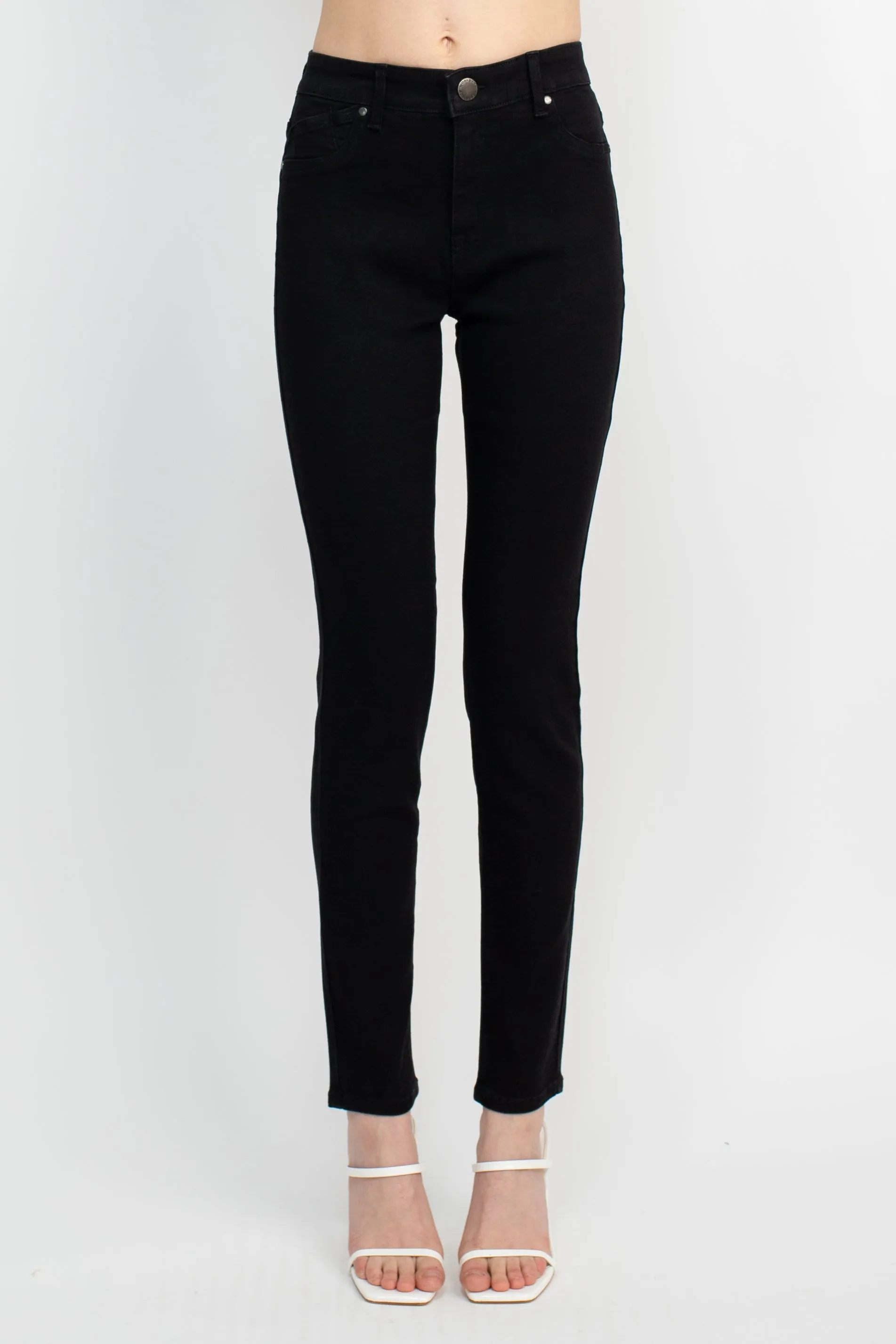 Workshop Mid Waist Skinny Jeans Zipper Fly Closure Pants With Pockets